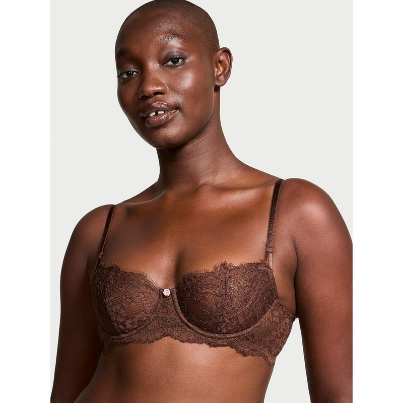 Victoria's Secret Brown Dream Angels Wicked Unlined Lace Balconette Bra (38DDD)