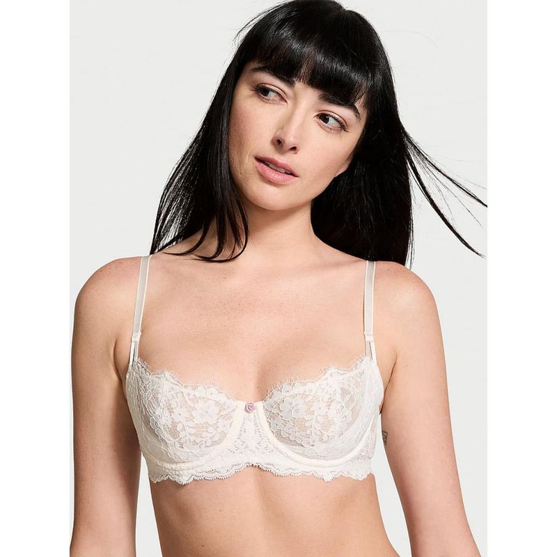 Victoria's Secret White Dream Angels Wicked Unlined Lace Balconette Bra (36DD)