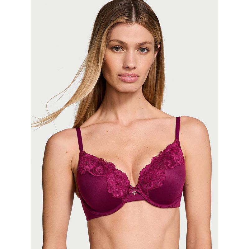 Victoria's Secret Body by Victoria Perfect Shape Lace-Trim Push-Up Pink Bra (38C)