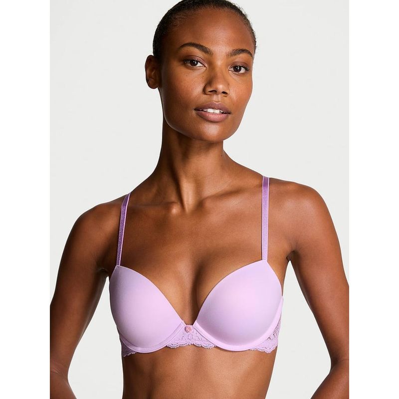 Victoria's Secret Purple Dream Angels Smooth and Lace Push-Up Bra (32D)