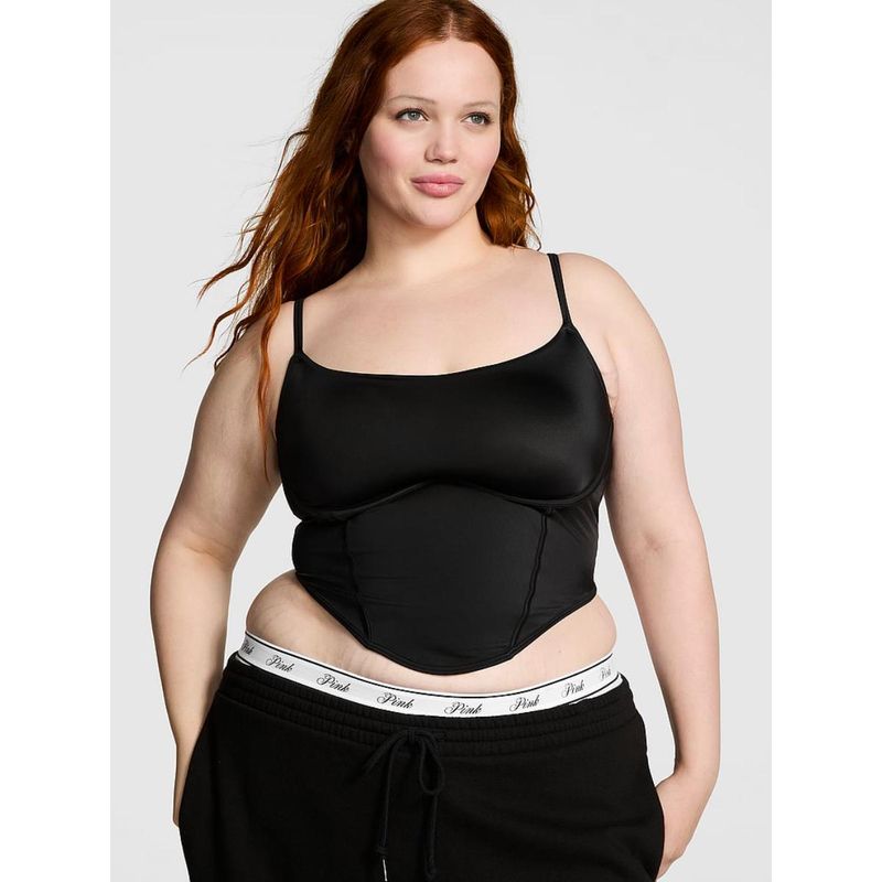 Victoria's Secret PINK The Cinched Micro Black Corset Bralette (L)