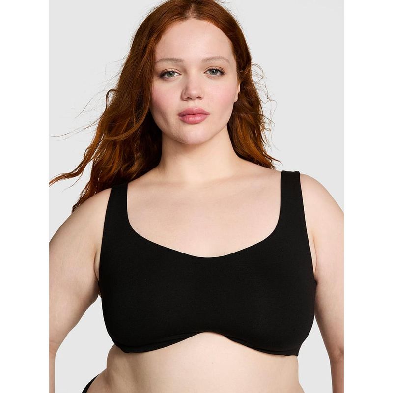 Victoria's Secret PINK Base Cotton Unlined Scoop Black Bra (L DD)