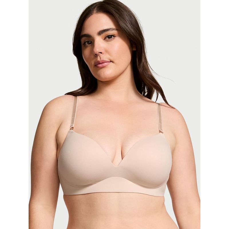 Victoria's Secret Beige Dream Angels Smooth Wireless Push-Up Plunge Bra (32DD)