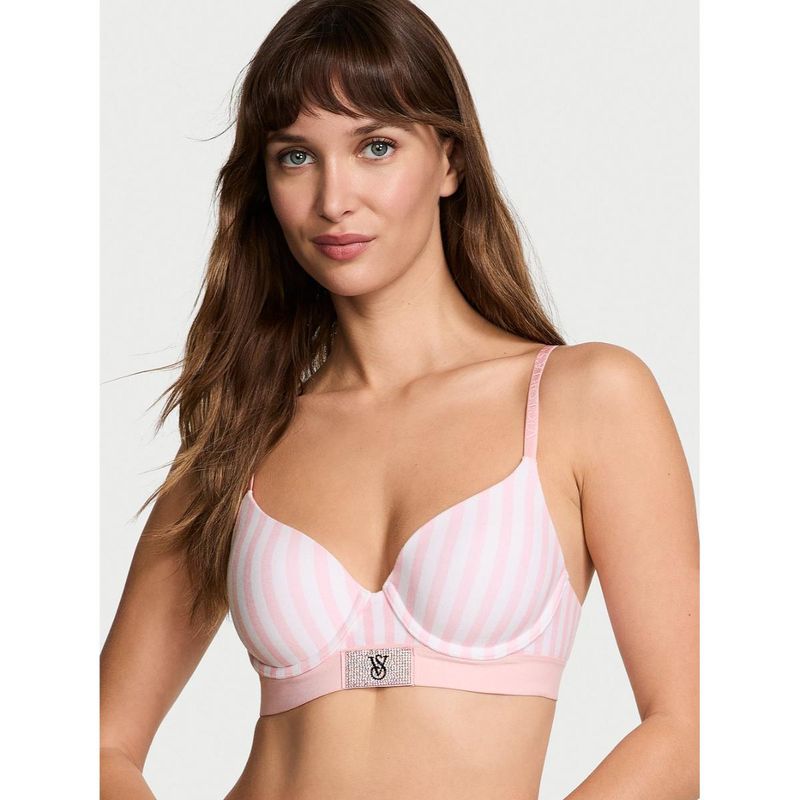 Victoria's Secret Stripes The T-Shirt Shine Patch Lightly Lined Demi Bra (38C)