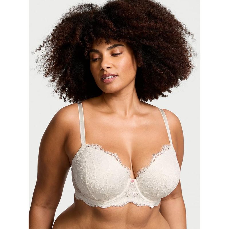 Victoria's Secret Dream Angels Twinkle Strap Lace Classic Coverage Demi White Bra (32B)