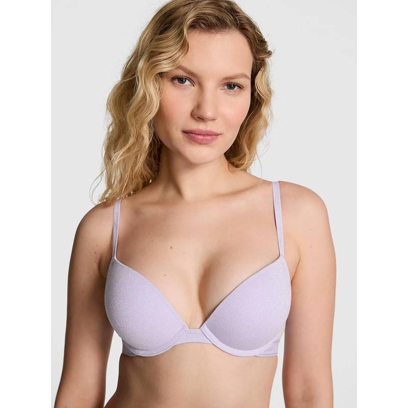 Victoria's Secret PINK Wear Everywhere Wear Everywhere Super Push-Up Blue Bra (34DD)