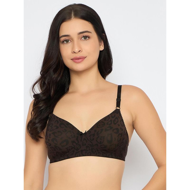 Clovia Polyamide Printed Padded Full Cup Wire Free Everyday Bra - Brown (40B)