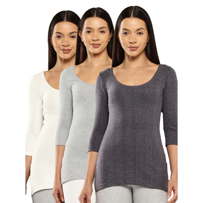Leading Lady Women Cotton-Poly Thermal Tops (Pack of 3)(S)