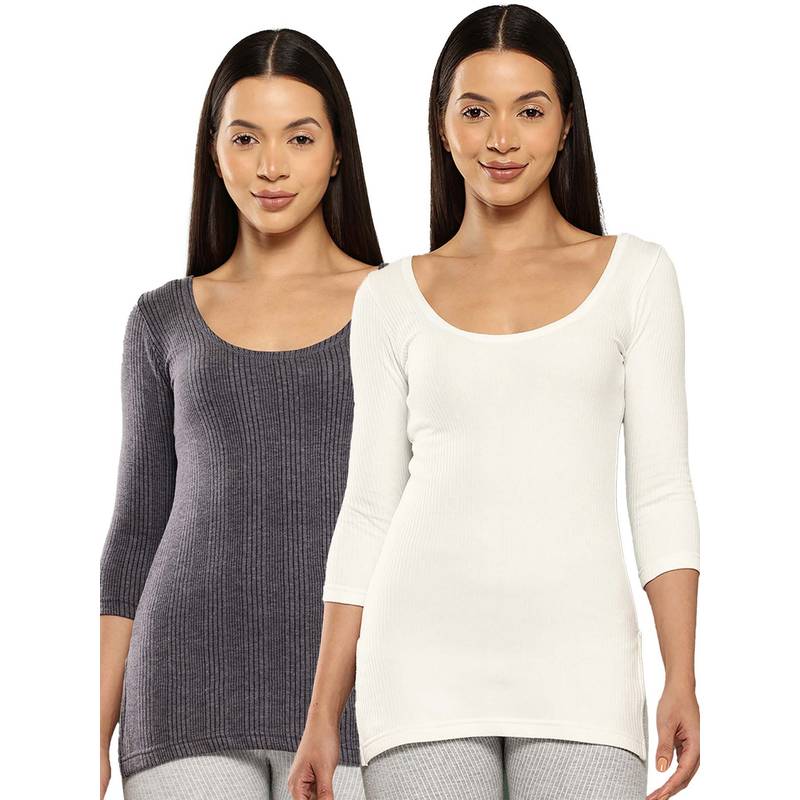 Leading Lady Women Cotton-Poly Thermal Tops (Pack of 2) (S)