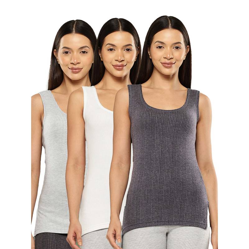 Leading Lady Women Cotton-Poly Sleeveless Thermal Tops (Pack of 3)(M)