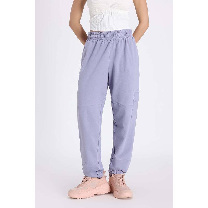 Zivame 2 Mile Fashion Knit Cotton Joggers - Silver Bullet (XL)