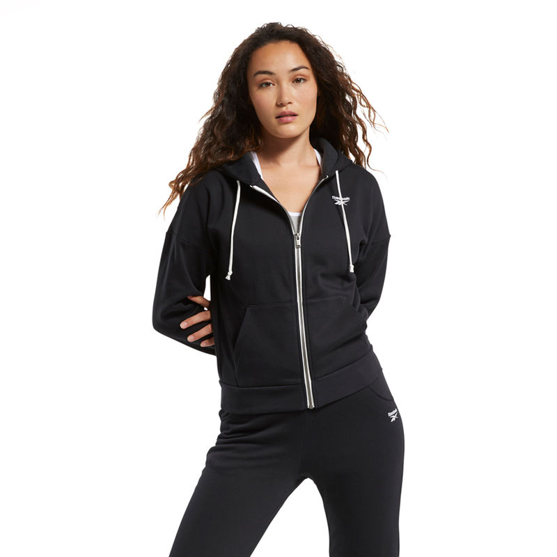 Reebok TE Fleece Fullzip Black Training Track Top (XXS)