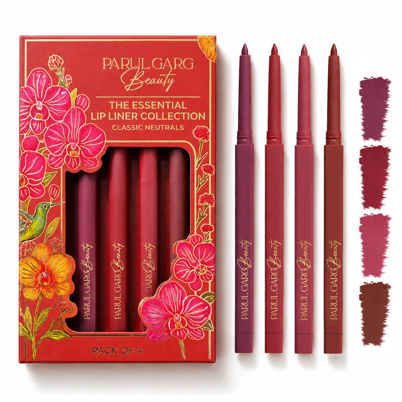 Parul Garg Beauty Classic Neutrals Lip Liner Pack of 4 - Highly Pigmented, Smooth Glide Lip Pencil