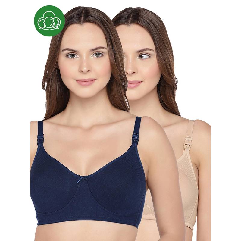 Inner Sense Multi-Color Organic Cotton Comfortable Solid Maternity Bra (Pack of 2) (34E)