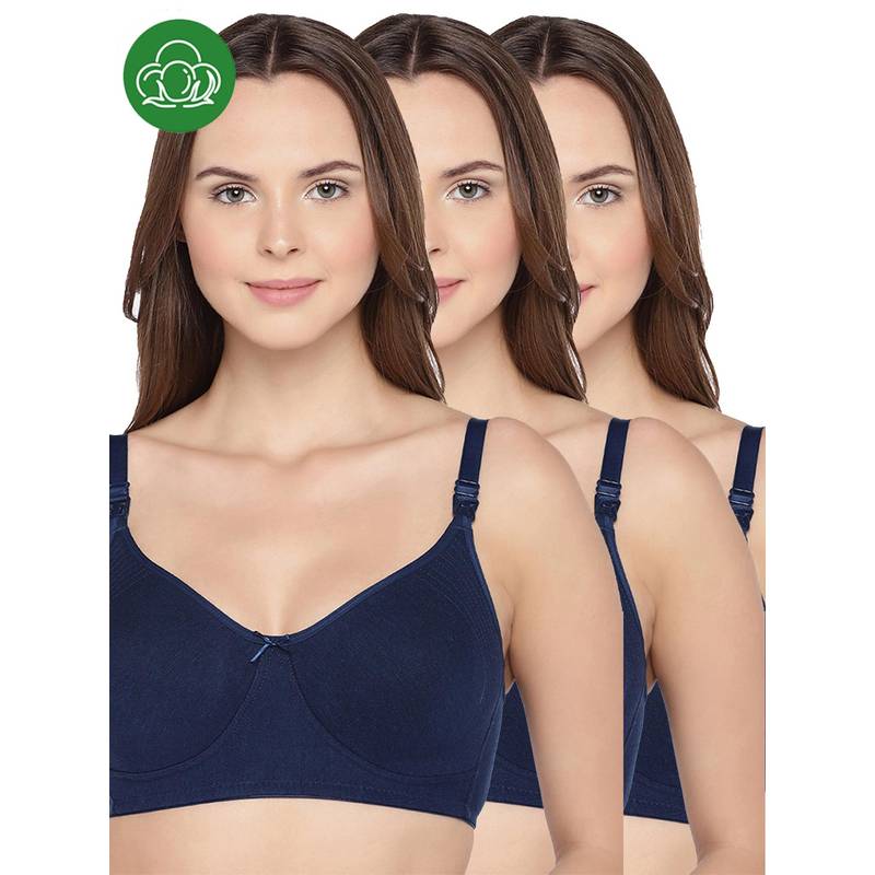 Inner Sense Multi-Color Organic Cotton Comfortable Solid Maternity Bra (Pack of 3) (34DD)