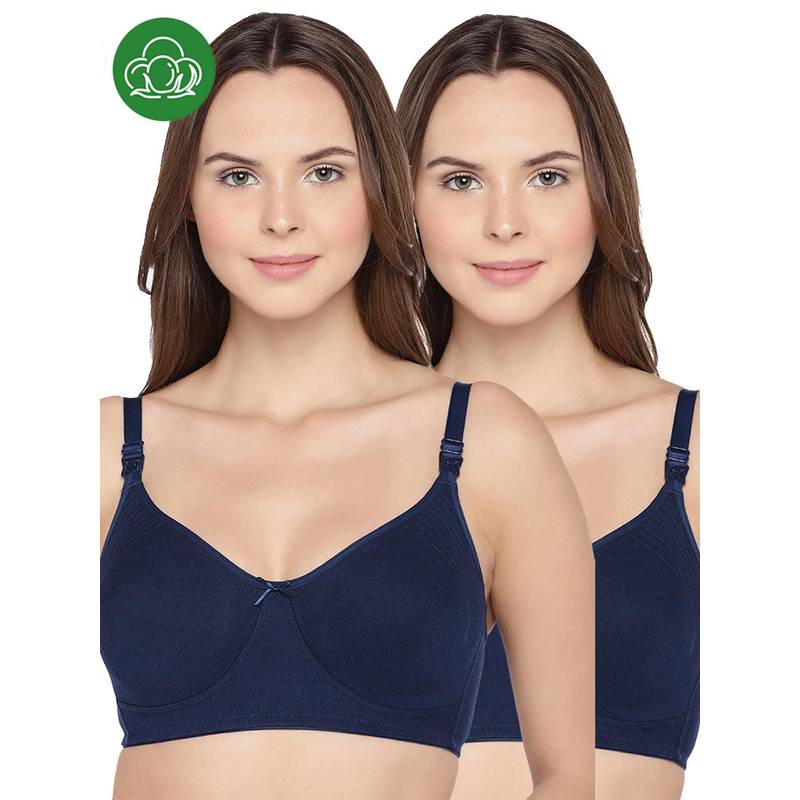 Inner Sense Multi-Color Organic Cotton Comfortable Solid Maternity Bra (Pack of 2) (34DD)
