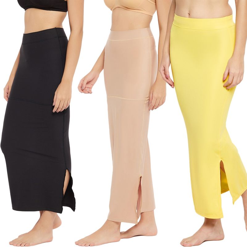 Secrets By ZeroKaata Women Solid Saree Petticoat - Multi-Color (Pack of 3) (S)