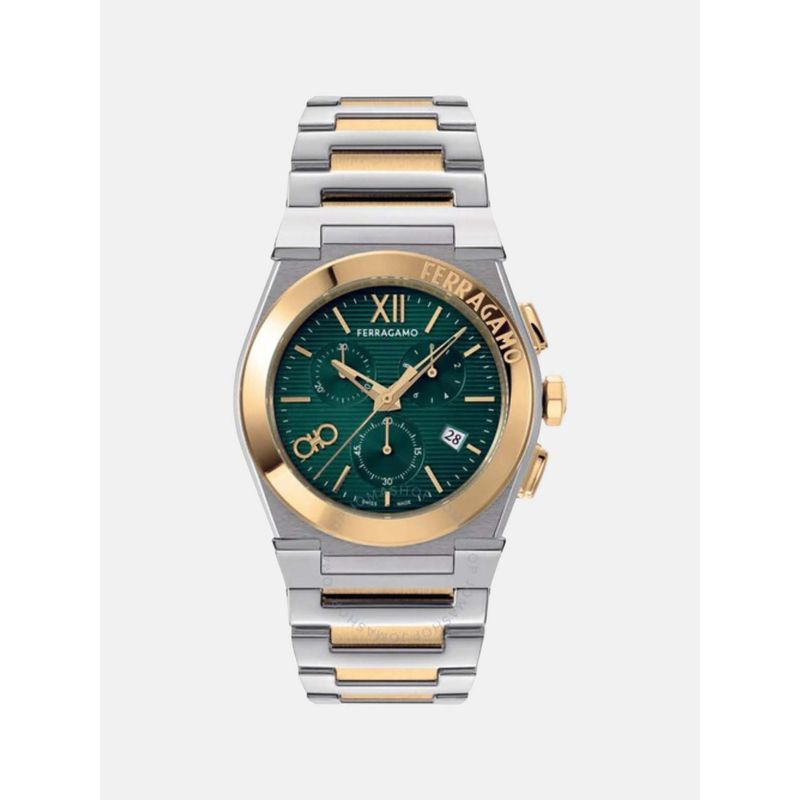 Buy Ferragamo Men Quartz Green Dial Chronograph Stainless Steel
