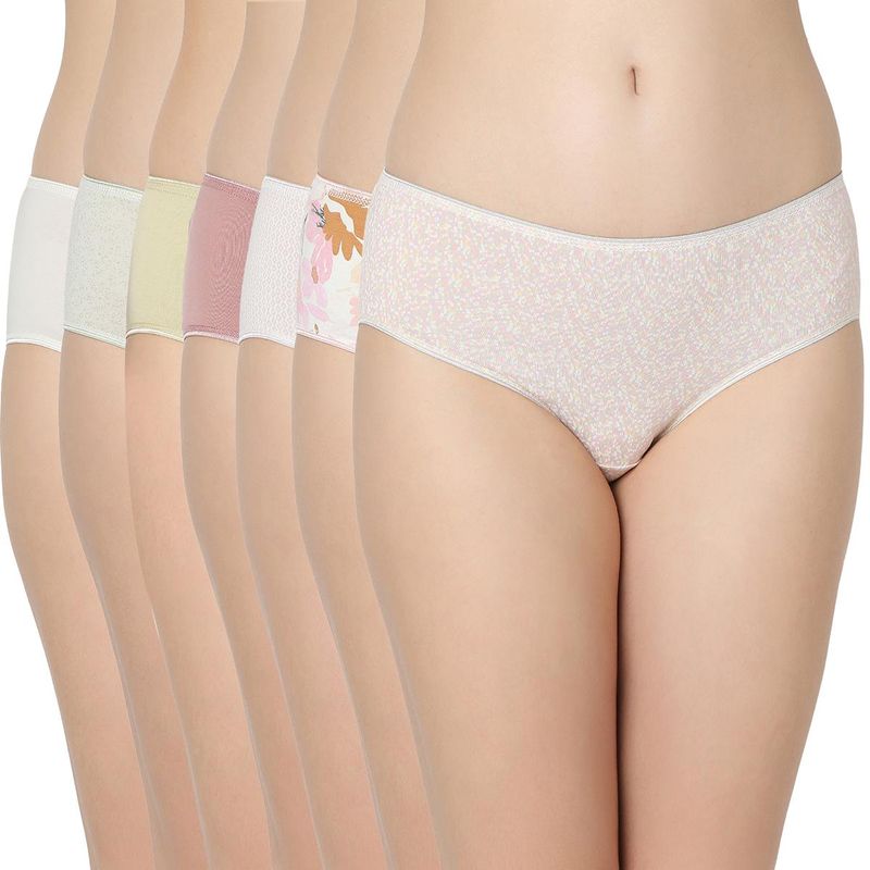 Juliet 6976 Full Coverage Stretchable Cotton Hipster Premium Panties (Pack of 7) (M)