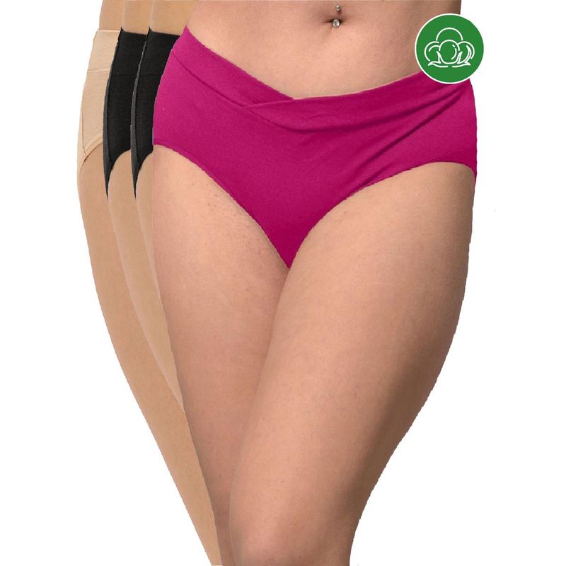 Inner Sense Plus Size Organic Cotton V Band Panties (Pack of 4) (2XL)