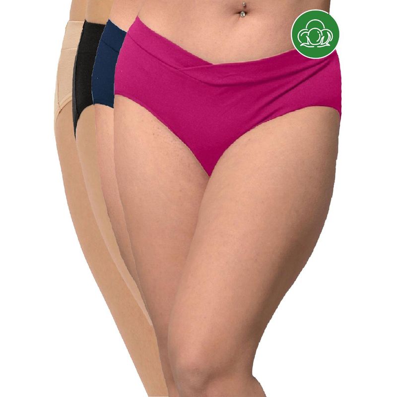 Inner Sense Plus Size Organic Cotton V Band Panties (Pack of 4) (2XL)