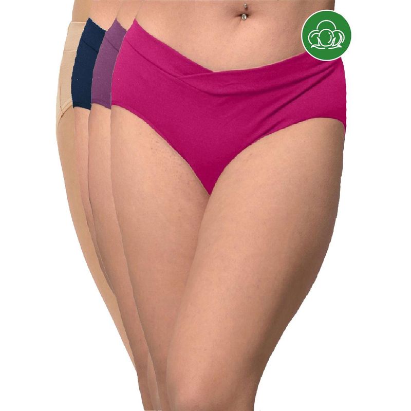 Inner Sense Plus Size Organic Cotton V Band Panties (Pack of 4) (M)