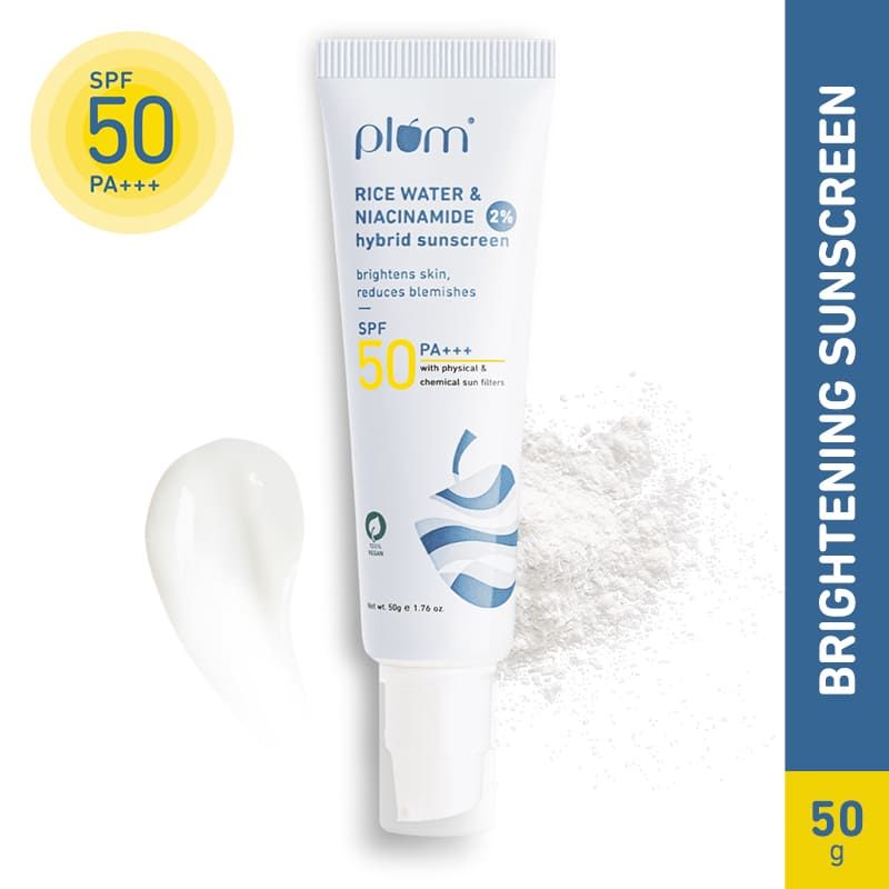 Plum 2% Niacinamide Sunscreen SPF 50 PA+++ UVA/B - Reduces Tan, No White Cast, Dermat Tested