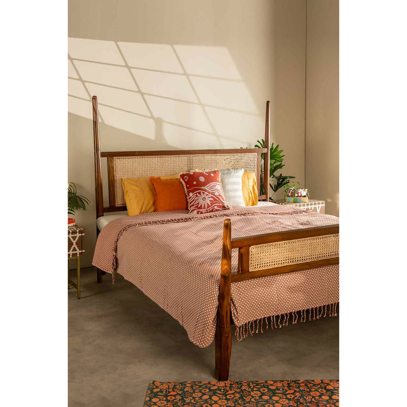 Freedom Tree Ooty Geo Cotton Red Earth Bedcover (Queen)