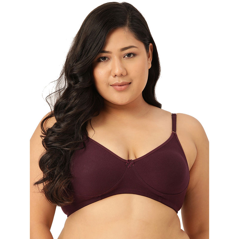 Leading Lady Woman Everyday Cotton Non Padded Purple Full Coverage Bra (46C)