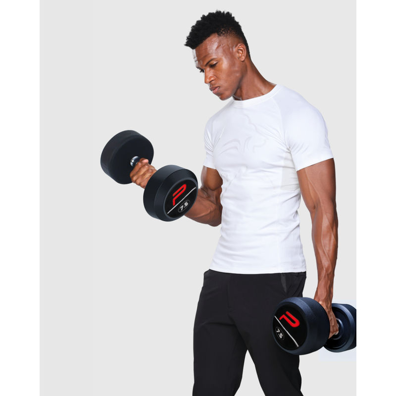 Musclemind Men White Polyester Round Neck T-Shirt (S)