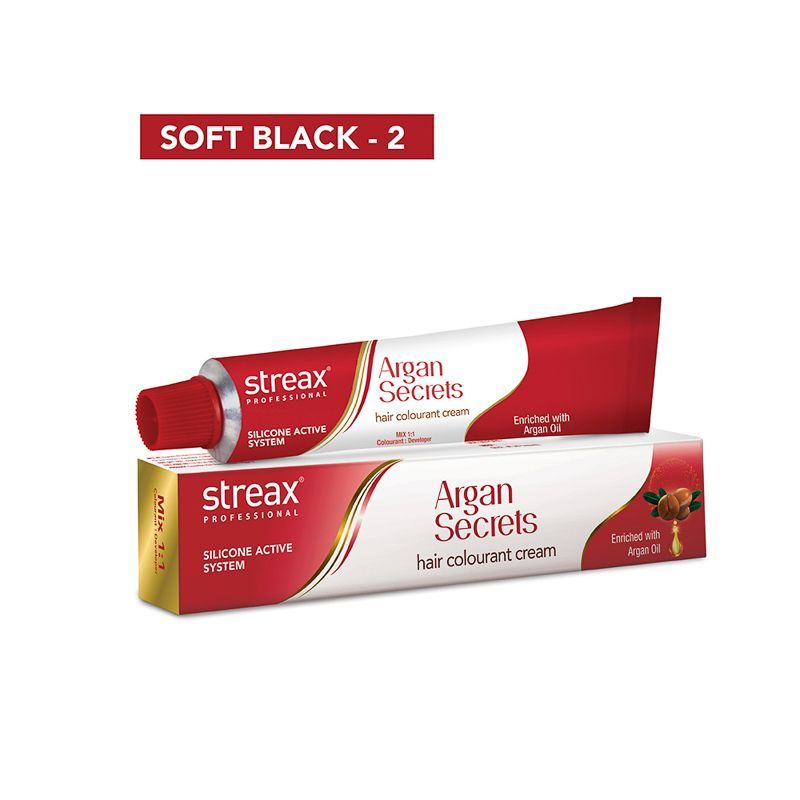 Streax Professional Argan Secrets Hair Colourant Cream - Soft Black 2