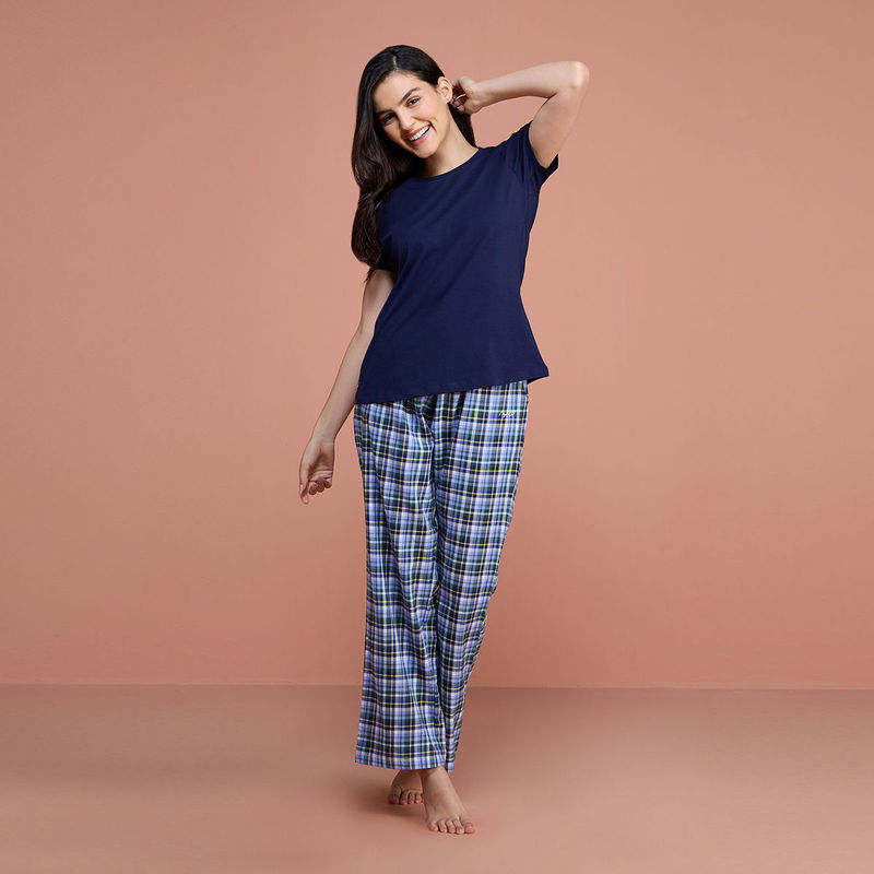 Nykd By Nykaa Super Comfy Cotton Stretch Classic Solid T-Shirt-Nyle216-Peacoat Navy (S)