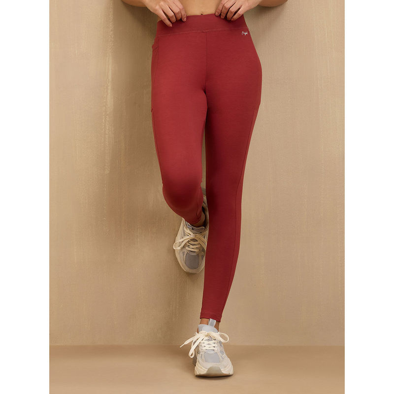 NYKD By Nykaa Comfort Leggings with Pockets! NYAT401 Red (L)
