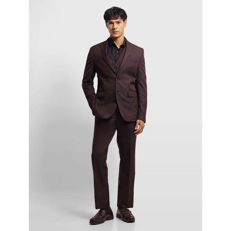 Arrow Mens Tailored Fit Purple Blazer With Pant & Waistcoat (38)
