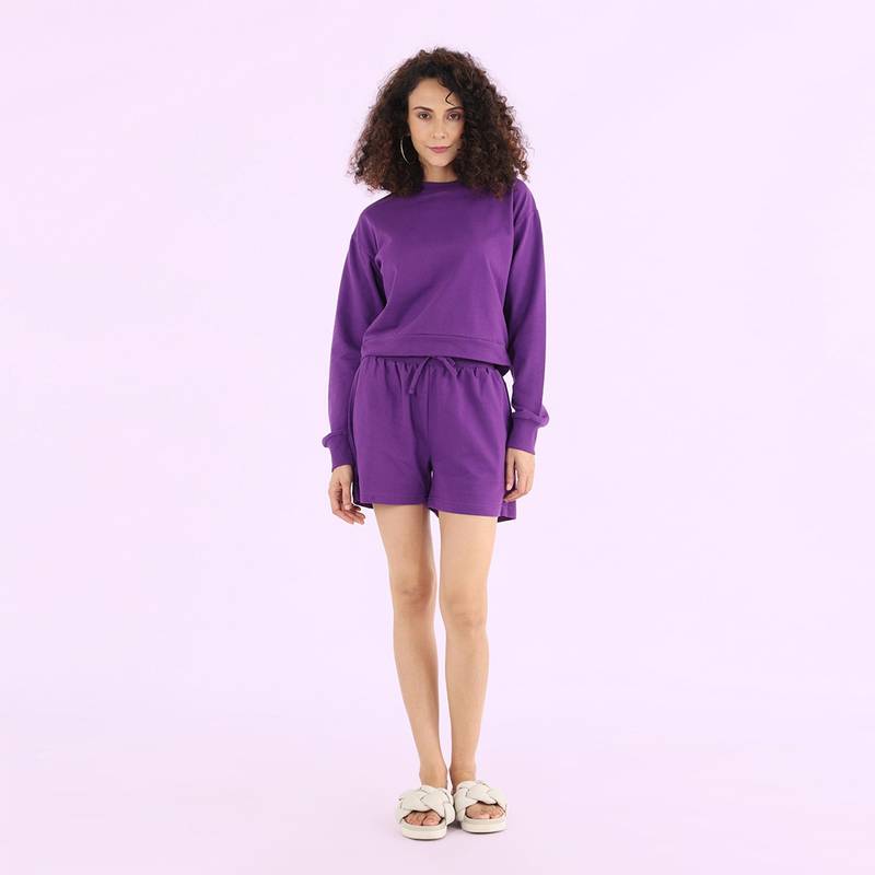 Nite Flite Puducherry Purple Co-ord Shorts Set (XL)