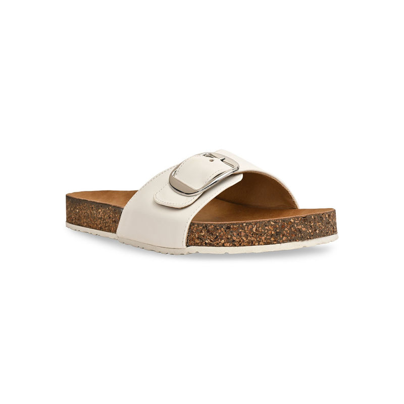 ROCIA By Regal White Women Casual Flat Sliders (EURO 38)