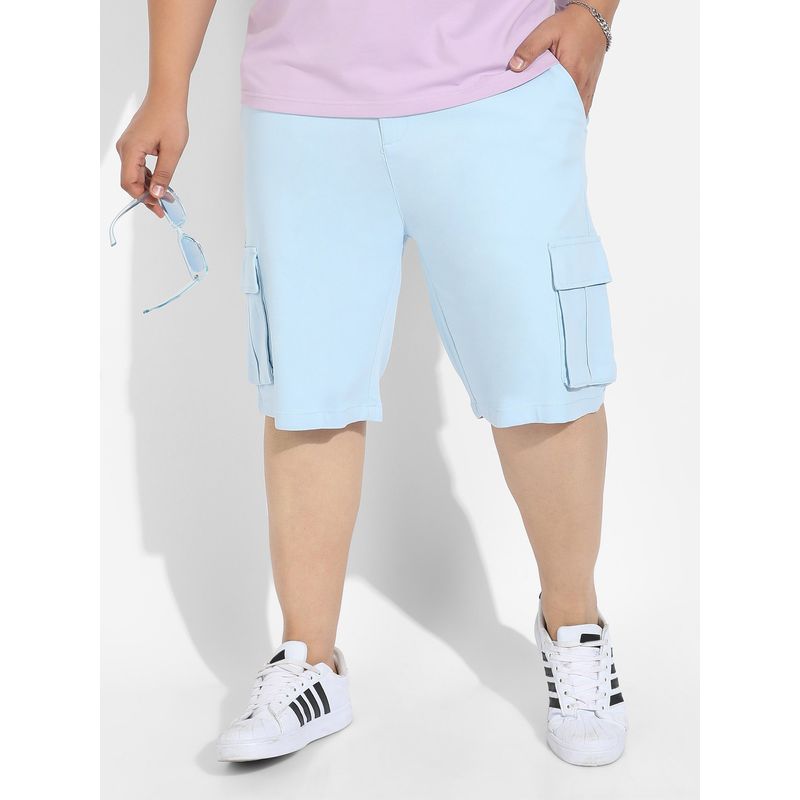 Instafab Plus Mens Light Blue Cargo Shorts (42)