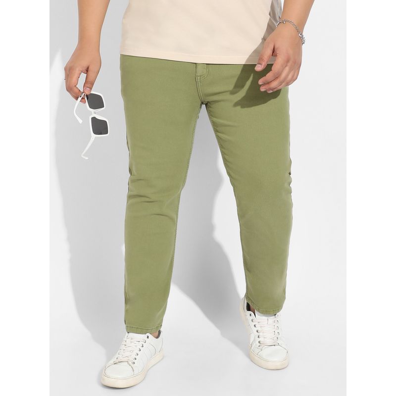 Instafab Plus Mens Green Solid Denim Jeans (38)