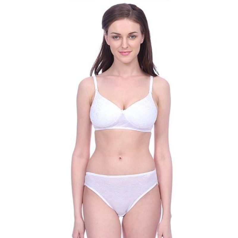 Buy Bralux Padded Cherry Bra - Underwear Set - White Online