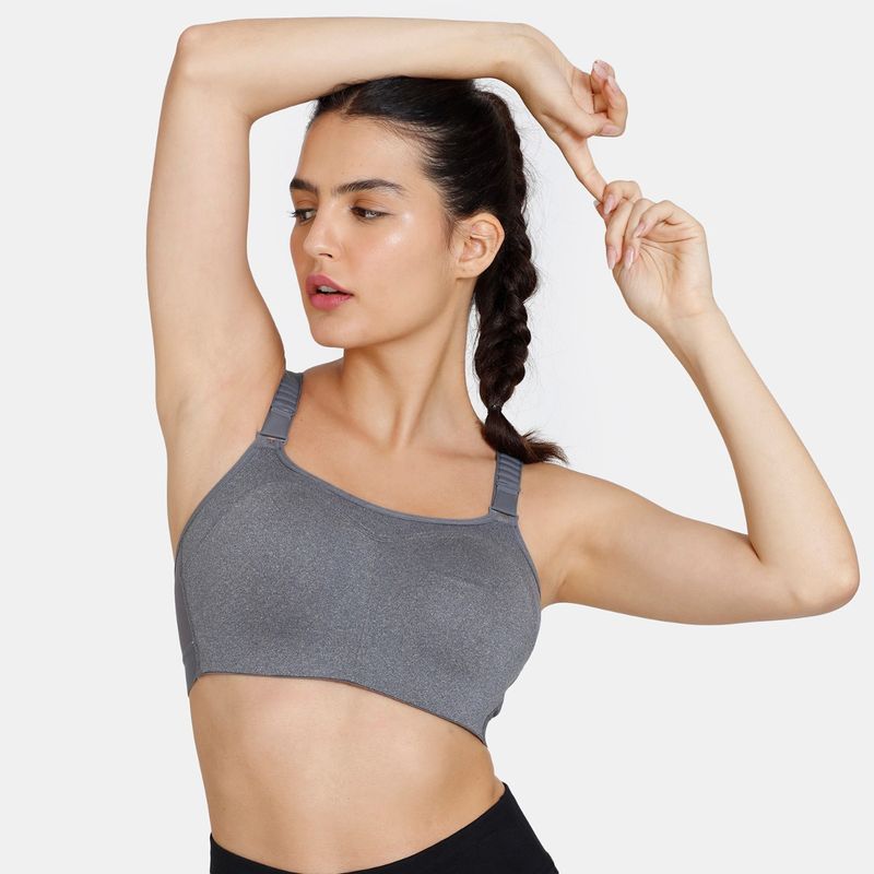 Zivame Zelocity High Impact Quick Dry Sports Bra - Ashes Of Roses - Grey (32C)