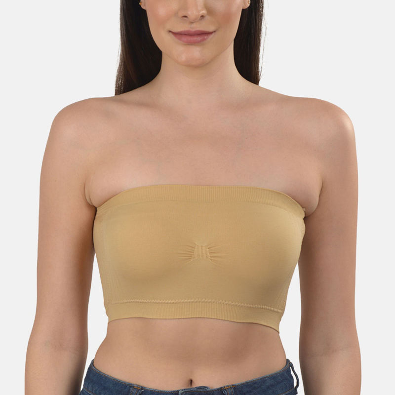 Mod & Shy Solid Full Coverage Lightly Padded Tube Bra - Beige (32D)