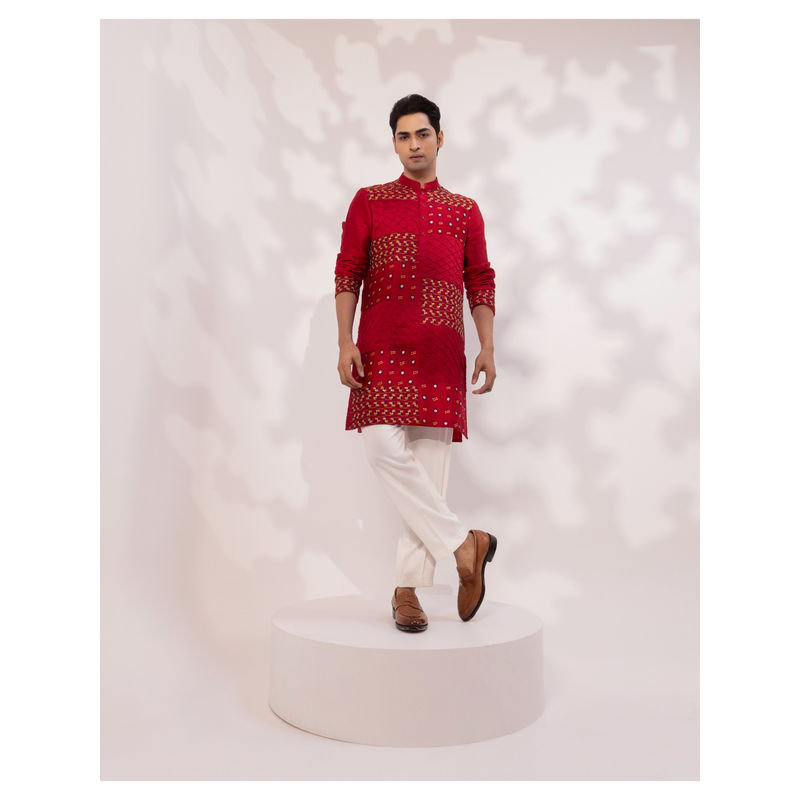 YOSEBA Rang Zarq Mirz Embroidered Kurta with Pant (XS)