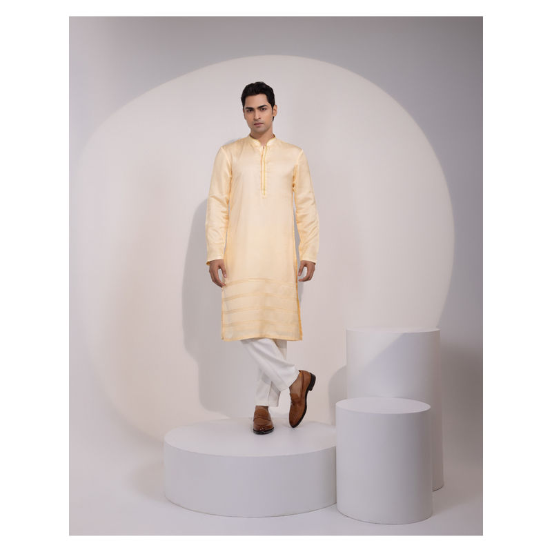 YOSEBA Yellow Embroidered Kurta with Pant (XS)