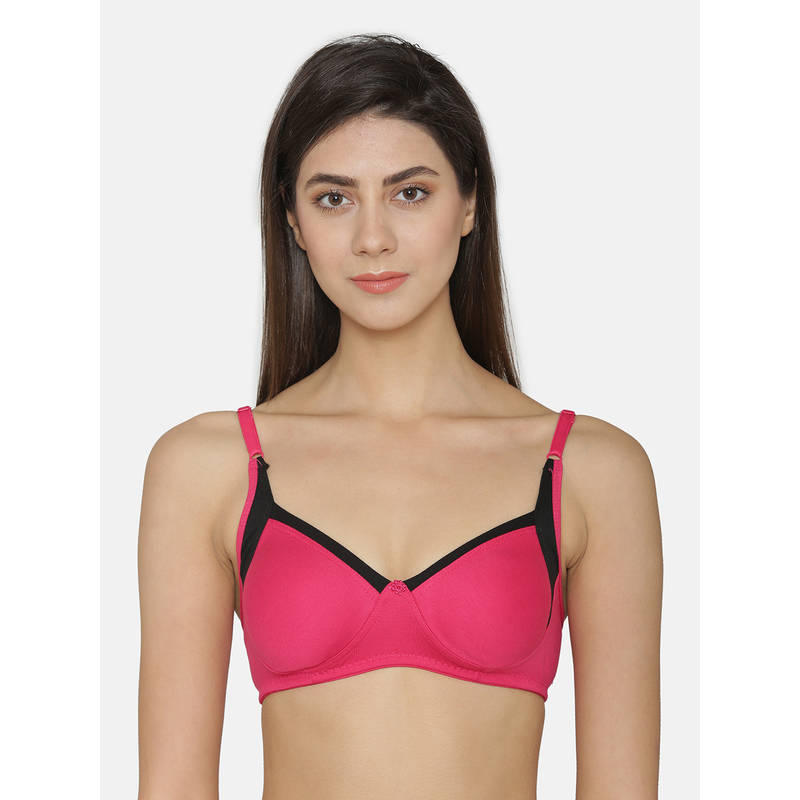 Abelino Pink Non-Wired Non Padded full coverage Bra - Pink (34B)