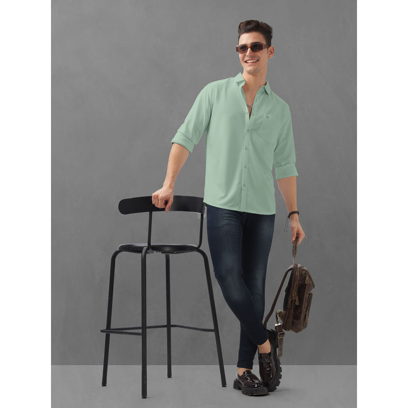 BULLMER Mint Green Trendy Regular Fit Solid Full Sleeve Causal Shirt for Men (S)