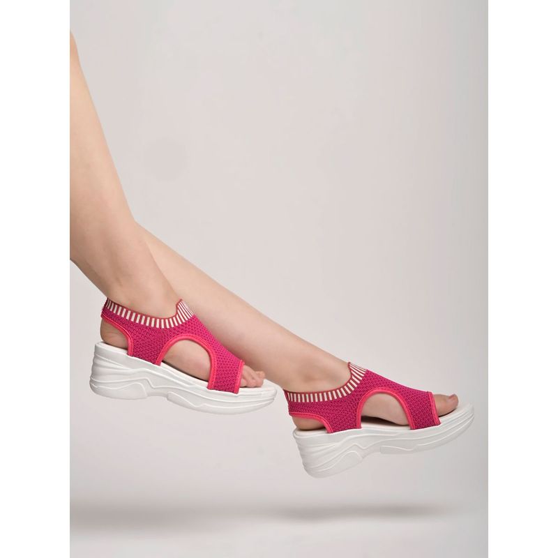 Shoetopia Women Comfortable and Trendy Flatforms Magenta Sandals (EURO 36)