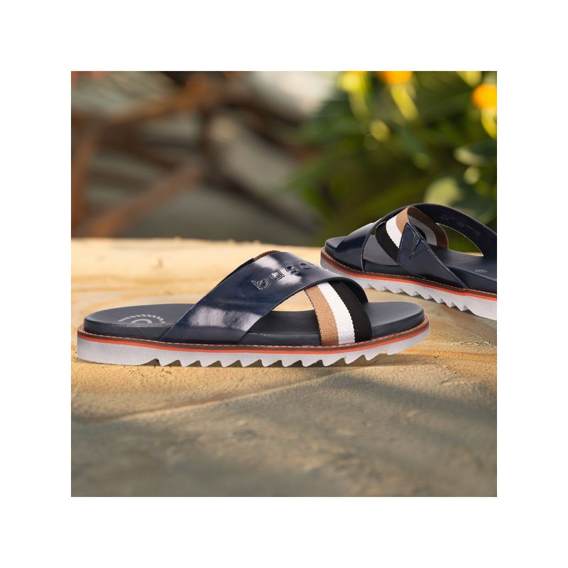 Bugatti Limon Dark Blue Mens Leather Cross Straps Sandals (EURO 44)