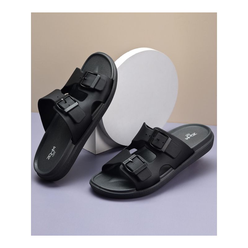 Zoom Shoes FLTM04 Mens Sandals With Adjustable Buckle Strap - Black (UK 9)