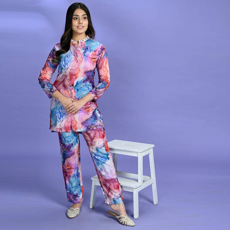 July Nightwear Women Rayon Blue Shirt - Pyjama-WPC427 (XL)