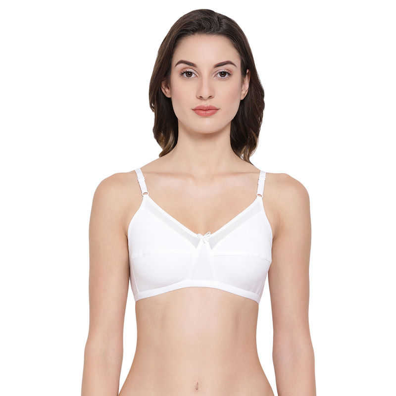 Clovia Cotton Solid Non-Padded Full Cup Wire Free Everyday Bra - White (40B)